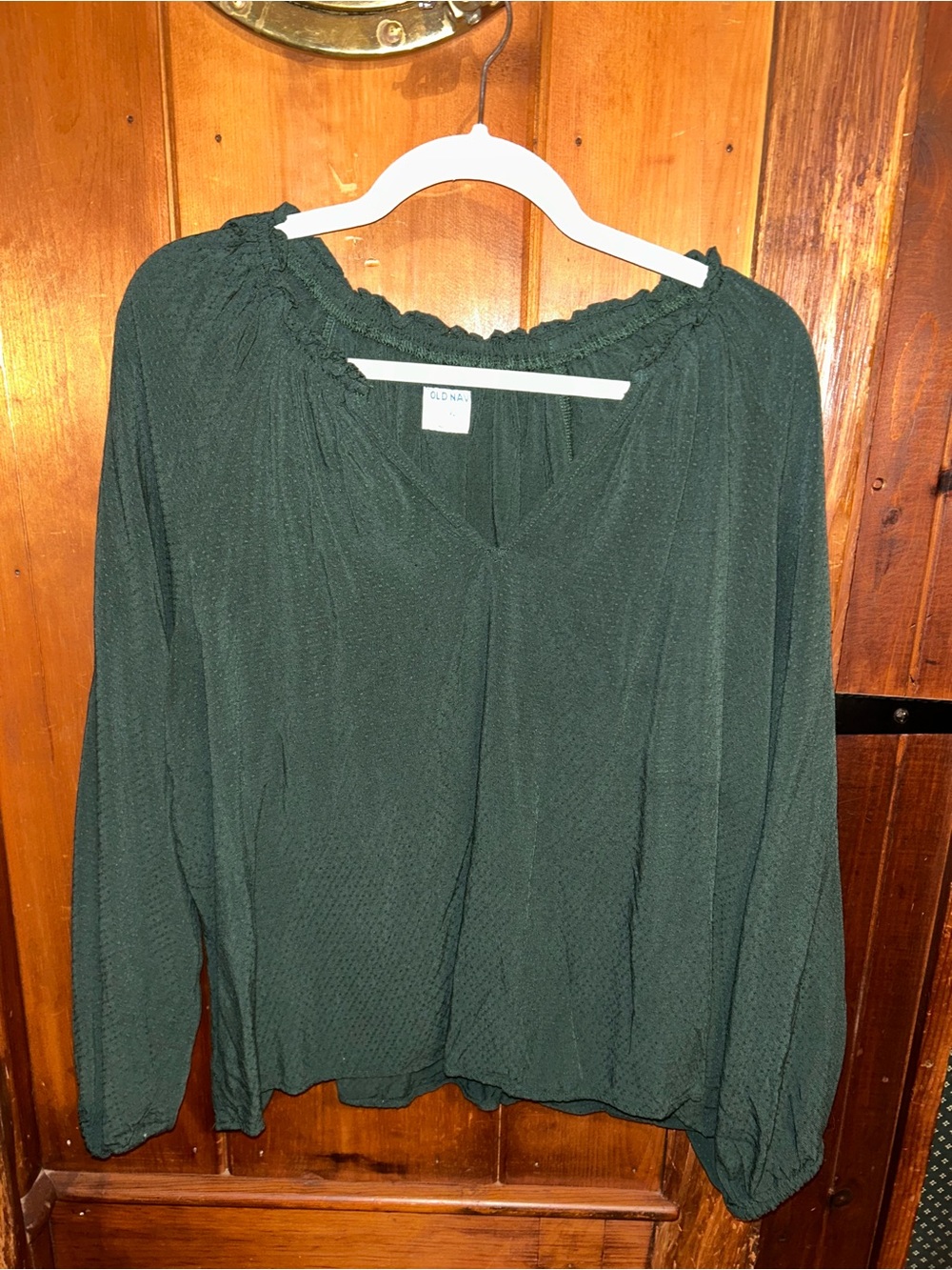 M Dark Green long Sleeve Peasant Top - Green